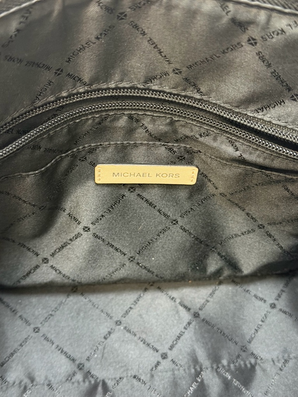 Michael Kors Black Logo Satchel with Tan Handles - Picture 7 of 8